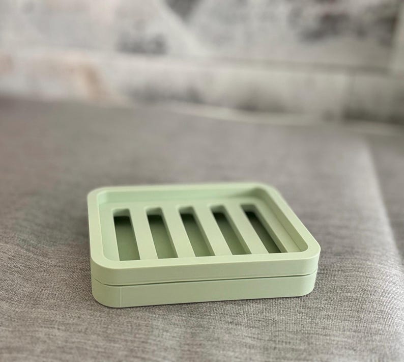 Two Piece Draining Soap Dish, Soap Saver Holder, Eco Friendly Zero Waste Bathroom Soap Dish, Color Customization, Plant Based Plastic Regular - Mint