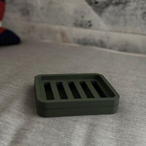 Two Piece Draining Soap Dish, Soap Saver Holder, Eco Friendly Zero Waste Bathroom Soap Dish, Color Customization, Plant Based Plastic Regular - Olive