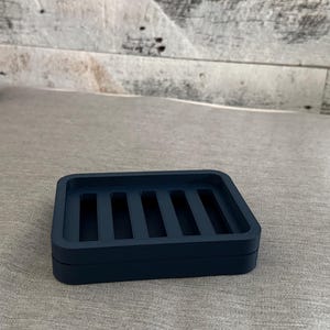 Two Piece Draining Soap Dish, Soap Saver Holder, Eco Friendly Zero Waste Bathroom Soap Dish, Color Customization, Plant Based Plastic Regular - Navy Blue