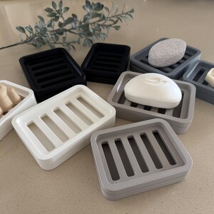 Two Piece Draining Soap Dish, Soap Saver Holder, Eco Friendly Zero Waste Bathroom Soap Dish, Color Customization, Plant Based Plastic image 2