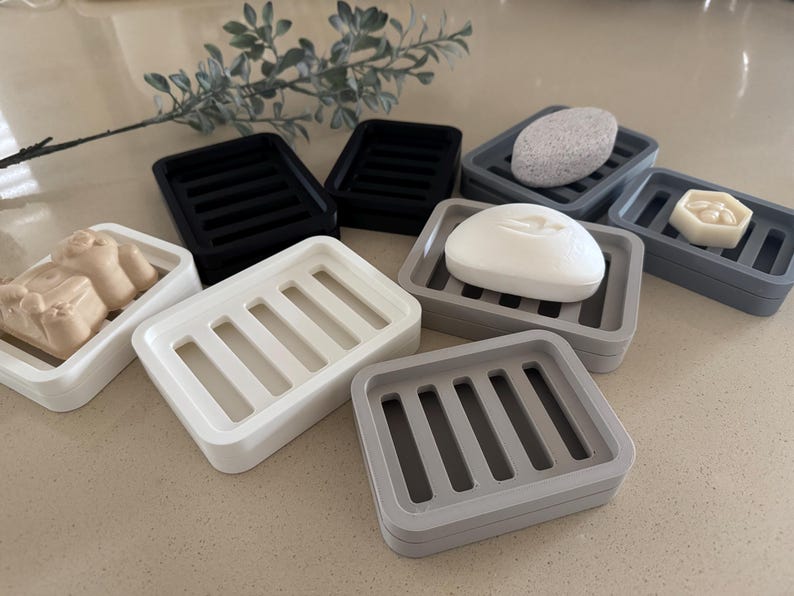 Two Piece Draining Soap Dish, Soap Saver Holder, Eco Friendly Zero Waste Bathroom Soap Dish, Color Customization, Plant Based Plastic image 2