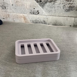 Two Piece Draining Soap Dish, Soap Saver Holder, Eco Friendly Zero Waste Bathroom Soap Dish, Color Customization, Plant Based Plastic Regular - Lavender