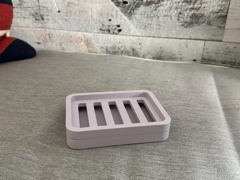 Two Piece Draining Soap Dish, Soap Saver Holder, Eco Friendly Zero Waste Bathroom Soap Dish, Color Customization, Plant Based Plastic Regular - Lavender
