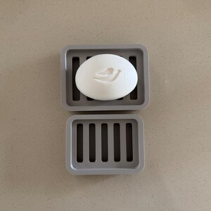 Two Piece Draining Soap Dish, Soap Saver Holder, Eco Friendly Zero Waste Bathroom Soap Dish, Color Customization, Plant Based Plastic Small - Sandstone