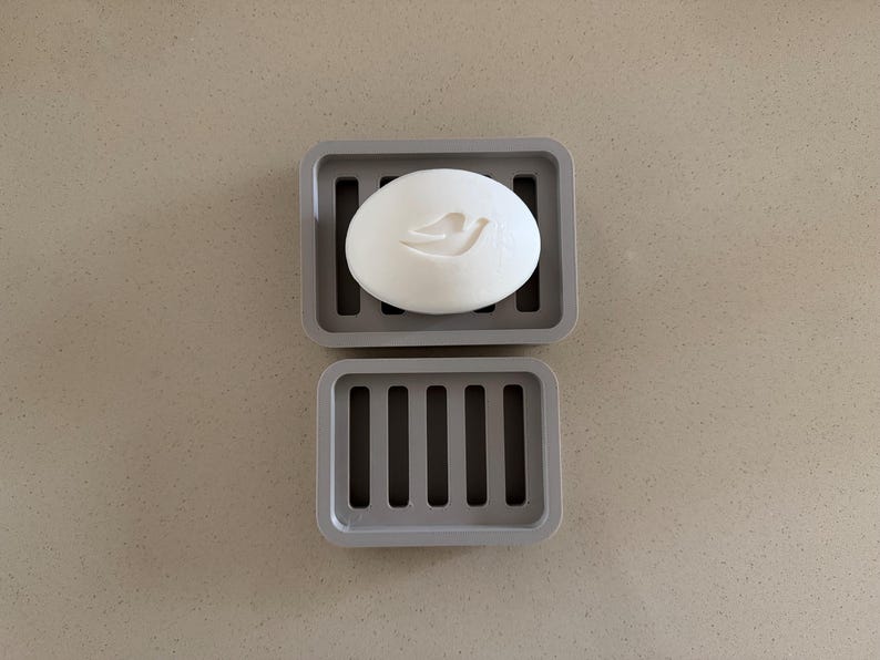 Two Piece Draining Soap Dish, Soap Saver Holder, Eco Friendly Zero Waste Bathroom Soap Dish, Color Customization, Plant Based Plastic Small - Sandstone