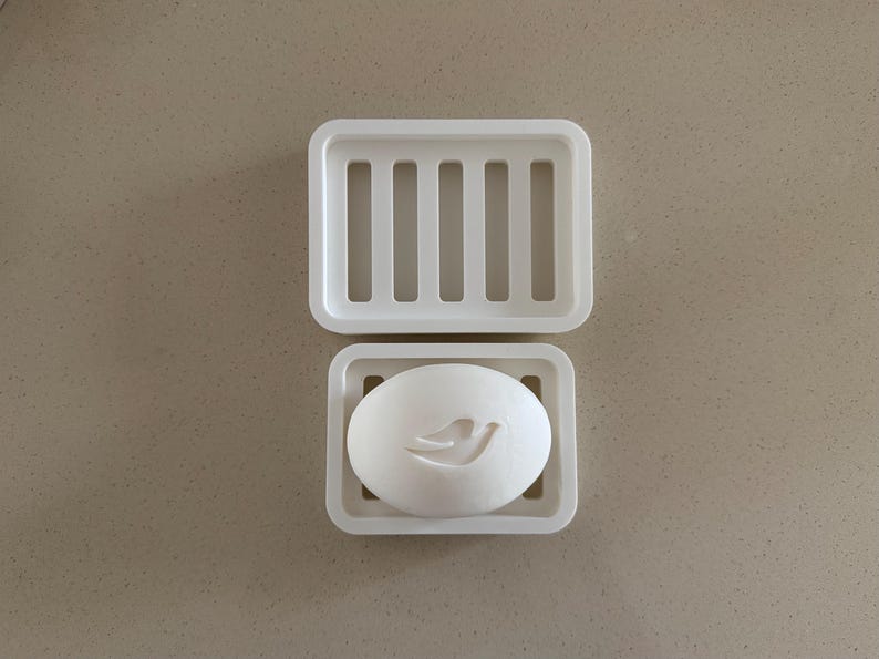 Two Piece Draining Soap Dish, Soap Saver Holder, Eco Friendly Zero Waste Bathroom Soap Dish, Color Customization, Plant Based Plastic image 7