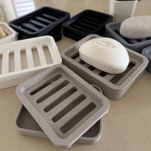 Two Piece Draining Soap Dish, Soap Saver Holder, Eco Friendly Zero Waste Bathroom Soap Dish, Color Customization, Plant Based Plastic image 3