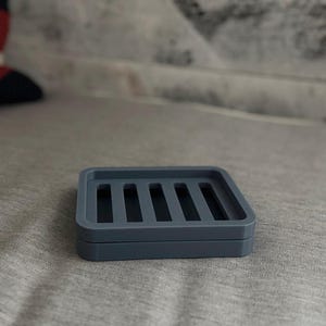 Two Piece Draining Soap Dish, Soap Saver Holder, Eco Friendly Zero Waste Bathroom Soap Dish, Color Customization, Plant Based Plastic Regular - Slate Blue