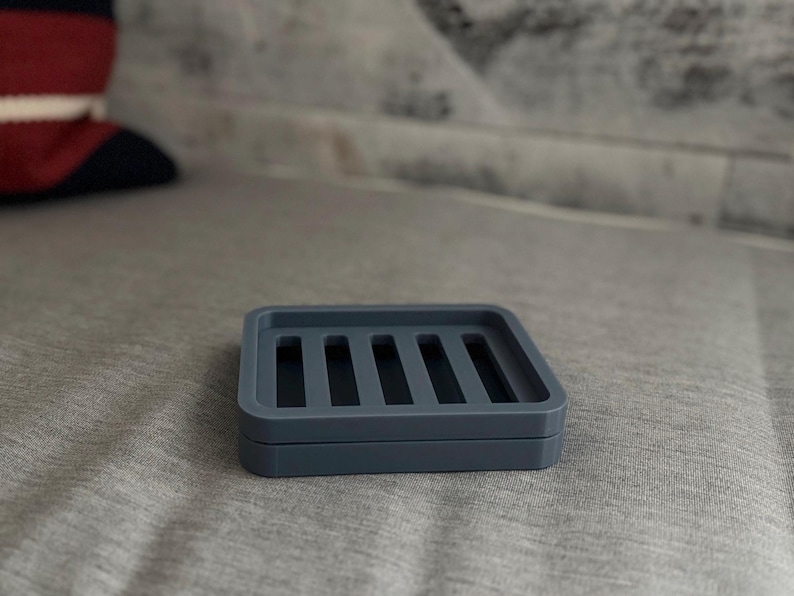 Two Piece Draining Soap Dish, Soap Saver Holder, Eco Friendly Zero Waste Bathroom Soap Dish, Color Customization, Plant Based Plastic Regular - Slate Blue