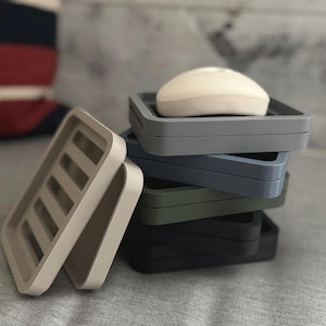 Two Piece Draining Soap Dish, Soap Saver Holder, Eco Friendly Zero Waste Bathroom Soap Dish, Color Customization, Plant Based Plastic