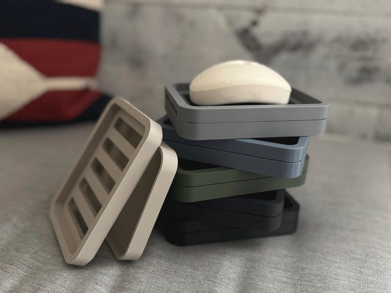Two Piece Draining Soap Dish, Soap Saver Holder, Eco Friendly Zero Waste Bathroom Soap Dish, Color Customization, Plant Based Plastic image 1
