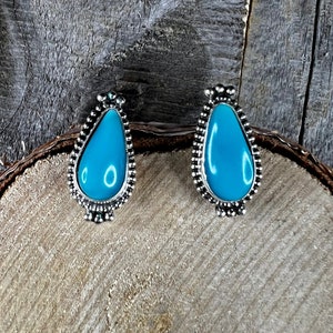 Navajo Made Turquoise Post Earrings Sterling Silver Jan Mariano Vintage