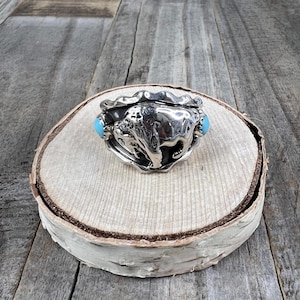 Navajo Made Men’s Buffalo Turquoise and Sterling Silver Ring size 12.75