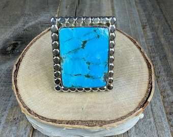 Navajo Made Turquoise Statement Ring RB Stamp size 7.25