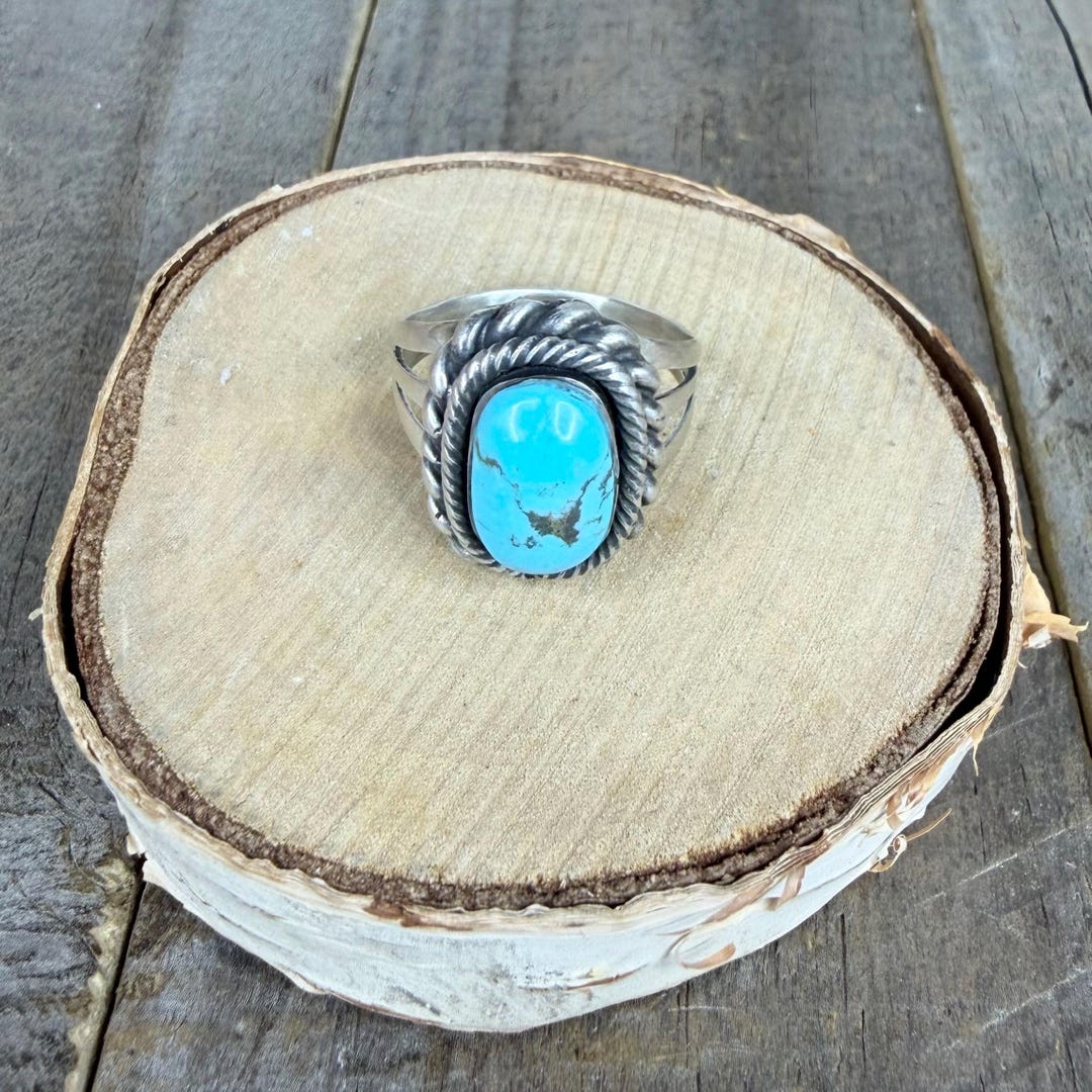 Navajo Made Kingman Turquoise Sterling Silver Ring Size 6.75 - Etsy