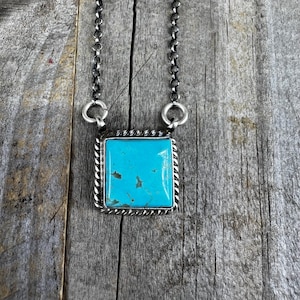 Navajo Made Kingman Turquoise Pendant Necklace SMK Sheryl Kee