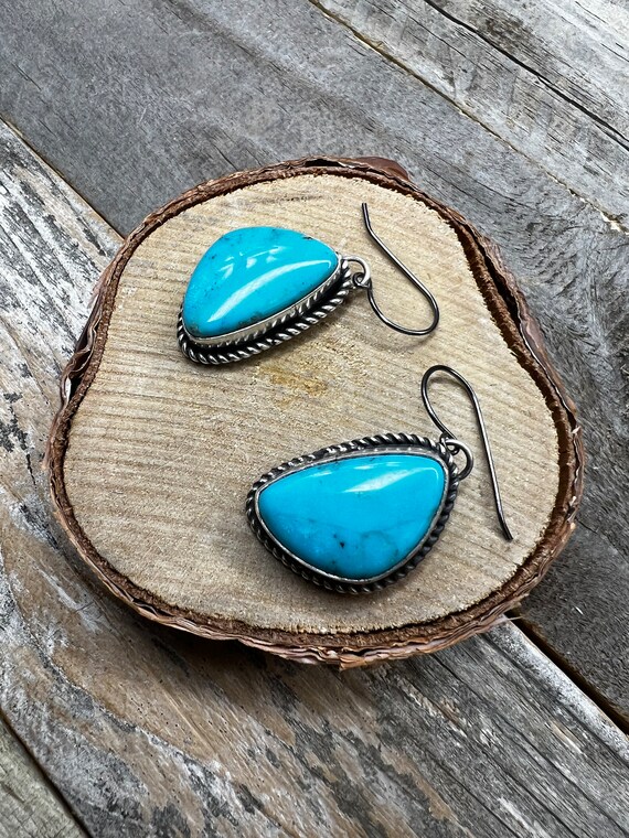 Navajo Made Kingman Turquoise Post Earrings Vinta… - image 2