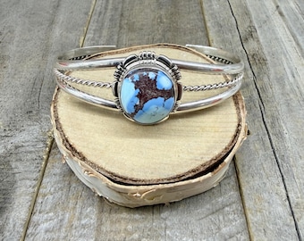 Navajo Made Golden Hills Lavender Turquoise Cuff Bracelet 6 5/8” Adjustable