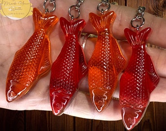 Candy Fish Keychain, Fish Lure Charm, Resin Keychain, Cute Keyring, Unique Gift for him her fisherman