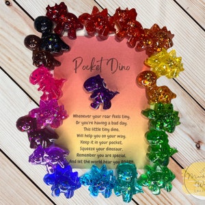 Pocket Dino, Pocket Hug, Pal, Worry Glitter Dinosaur Charm Gift, Child Anxiety Friend, Emo Support, Back To School Buddy