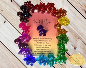 Pocket Dino, Pocket Hug, Pal, Worry Glitter Dinosaur Charm Gift, Child Anxiety Friend, Emo Support, Back To School Buddy