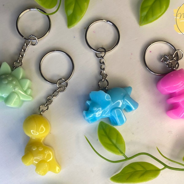 Pastel Dinosaur Keychains, Dino Keyrings, Soft-hue Dino’s, Easter basket filler gift idea, Spring Colors