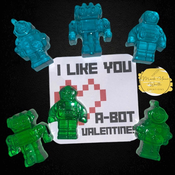 Robot Valentines Day Cards, Noncandy Party Option, Student Teacher Gift, Class Party Favors,  Valentine, Friend Pun, Vday Kids