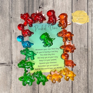Pocket Dino, Emotional Support Animal, Dinosaur, comforting inspirational gift, pocket hug, keepsake charm, handmade resin pocket sized hug