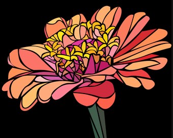 Página para colorear digital - Flor - Estilo vidriera