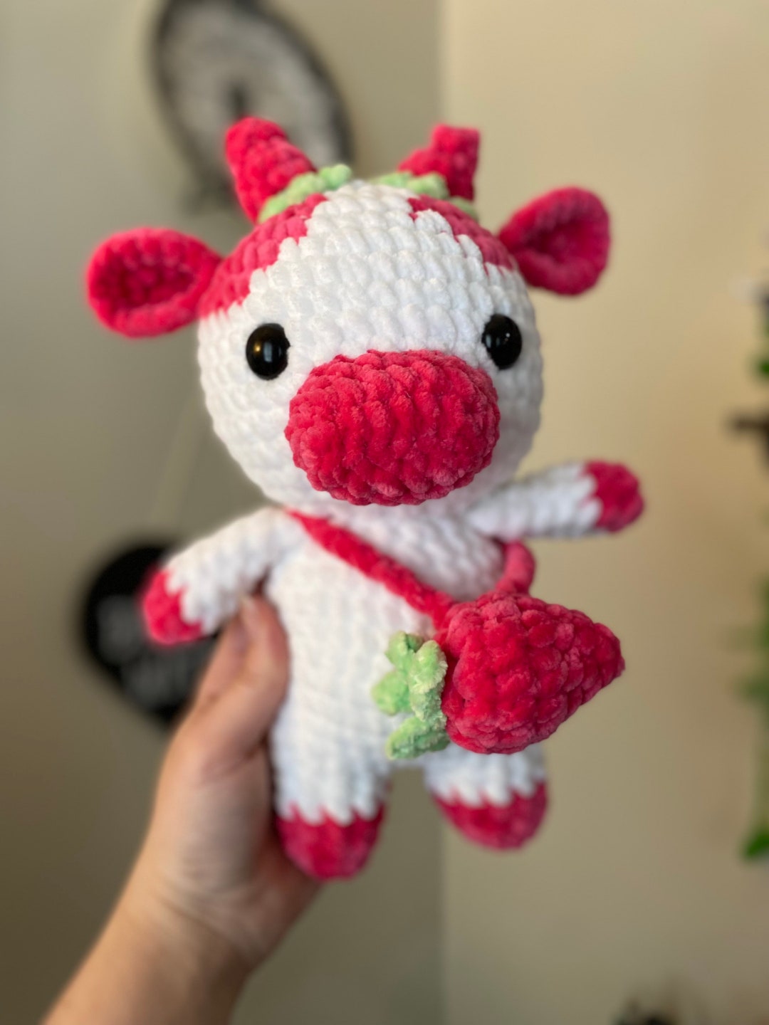 Strawberry Cow, Cow, Cow Plush, Cow Plushie, Crochet Cow, Strawberry Etsy
