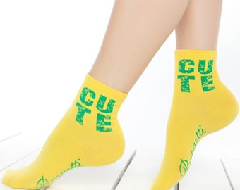 Yellow Cute Socks | Womens Cotton Socks