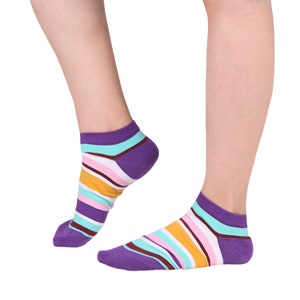 Colorful Stripes Low Socks | One Size | Funny Patterned Funky Socks | Premium Cotton Rich | Unisex Socks | High Quality Gift Socks