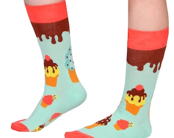 Ice Cream Socks: Funky Patterned Cotton-Rich Unisex Socks