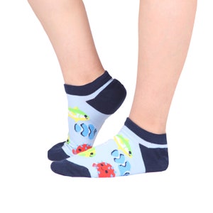 Fish Socks | One Size Unisex | Low Socks | Funny Patterned Funky Socks | Premium Cotton Rich | High Quality Gift Socks