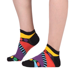 Colourful Shapes Socks | One Size Unisex | Low Socks | Funny Patterned Funky Socks | Premium Cotton Rich | High Quality Gift Socks