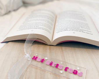 Segnalibro acrilico "Ragazze sexy che leggono", segnalibro "Ragazze sexy che leggono", segnalibro carino, segnalibro acrilico, gadget di libri, regalo per amanti dei libri, segnalibro con nastro