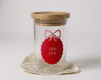 TBR Jar with Bow | To Be Read Jar for Book Lovers | Bookish Gift | Reading Tracker Jar | Cute Glass TBR Jar | reading gift | book lover gift