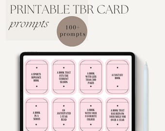 Printable TBR Jar Reading Prompts, TBR prompt cards, Printable TBR cards, Reading Prompts, To be read prompts, Reading Challenge