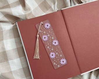 Bookmark, acrylic bookmark, flower bookmark, book mark, book merch