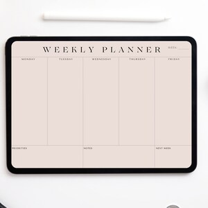 Digital Weekly Planner, Goodnotes digital Planner, Printable Planner, minimalist weekly digital planner