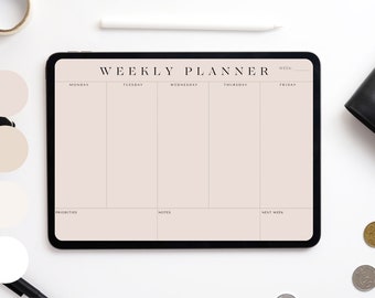 Digital Weekly Planner, Goodnotes digital Planner, Printable Planner, minimalist weekly digital planner