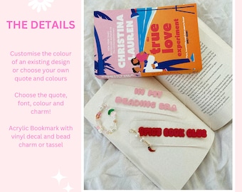 Custom Bookmark, acrylic bookmark, bookmark, book merch