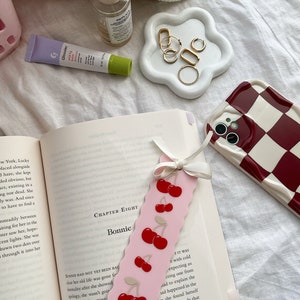 Bookmark, cherry bookmark, acrylic bookmark, cherries, book mark, book merch, bookmark charm