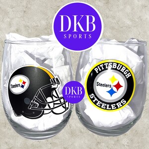 Pittsburgh Steelers Stemless Wine || SINGLE GLASS || Wine SETS || Singles || Barware