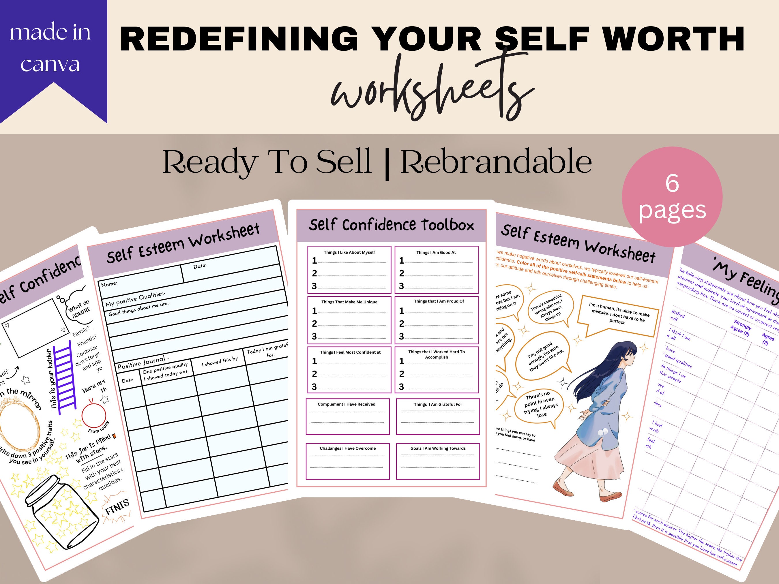 Redefining Your Self Worth Worksheets Done for You Brandable - Etsy