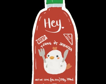 Cute Sriracha Sticker Die Cut Sticker Hot Sauce Chili Sauce