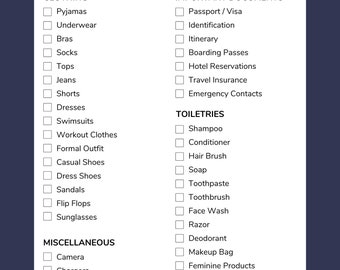 Printable Modern trip Packing list Checklist, travel checklist, family  packing list, vacation to do list, checklist pdf, travel packing list