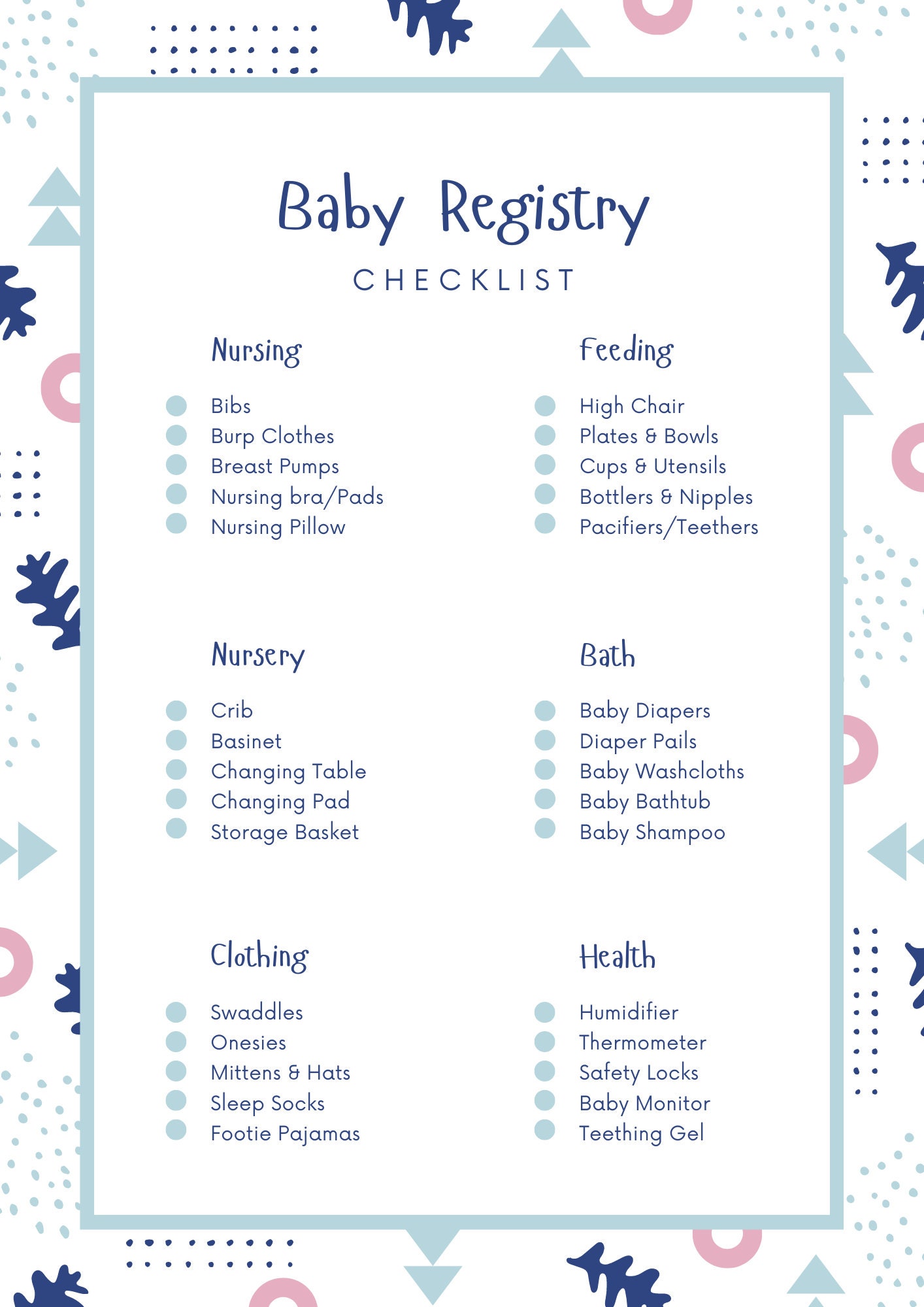 BABY ESSENTIALS CHECKLIST LOG BOOK: BABY CHECKLIST GUIDE