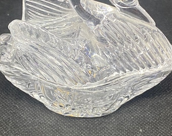 Swan on a Nest  Dish Lead Crystal