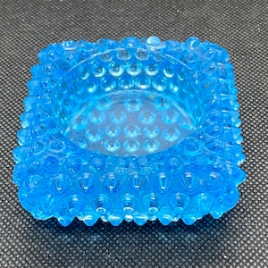 Fenton Hobnail Square Salt Cellar Aqua Blue
